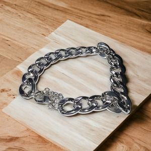 Men's Leader Thick Cuban Link Chain Bracelet - Silver